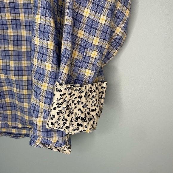 Tommy Bahama Shirt Mens Large Blue Plaid Linen Blend Long Sleeve Logo - Picture 8 of 9